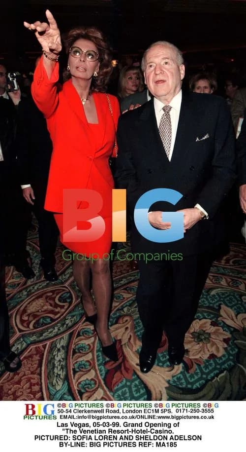 Loren and Adelson at Venetian Casino Grand Opening