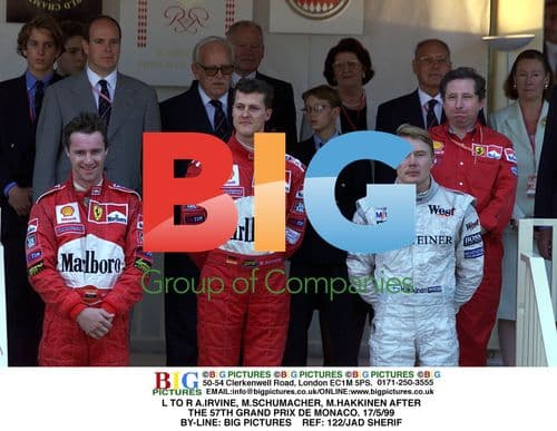 A. Irvine, M. Schumacher, M. Hakkinen at 57th Monaco Grand Prix