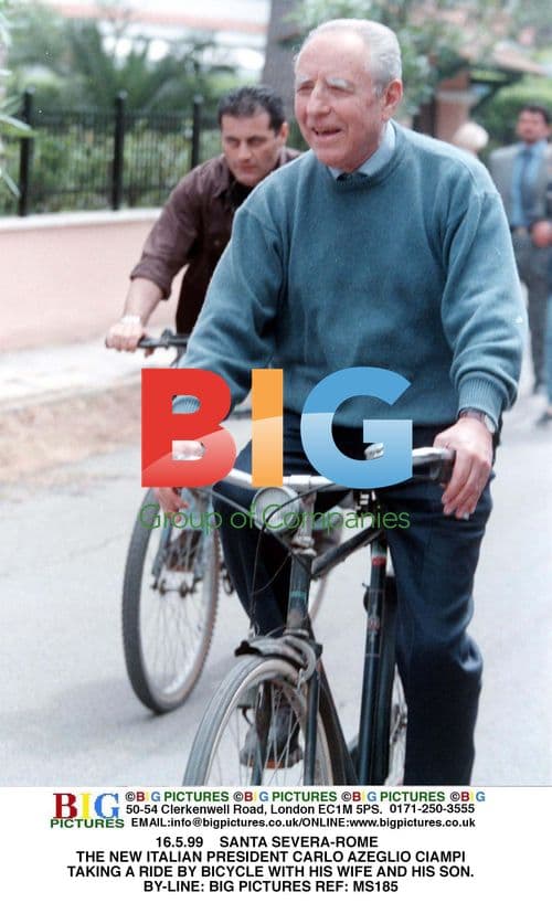 Italian President Ciampi Bicycles with Family