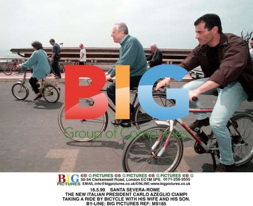 Italian President Ciampi Bicycling with Family