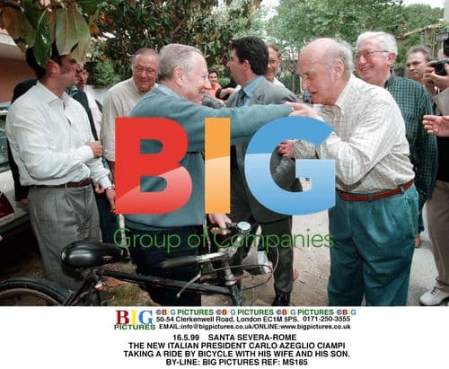 Italian President Ciampi Bicycles with Family