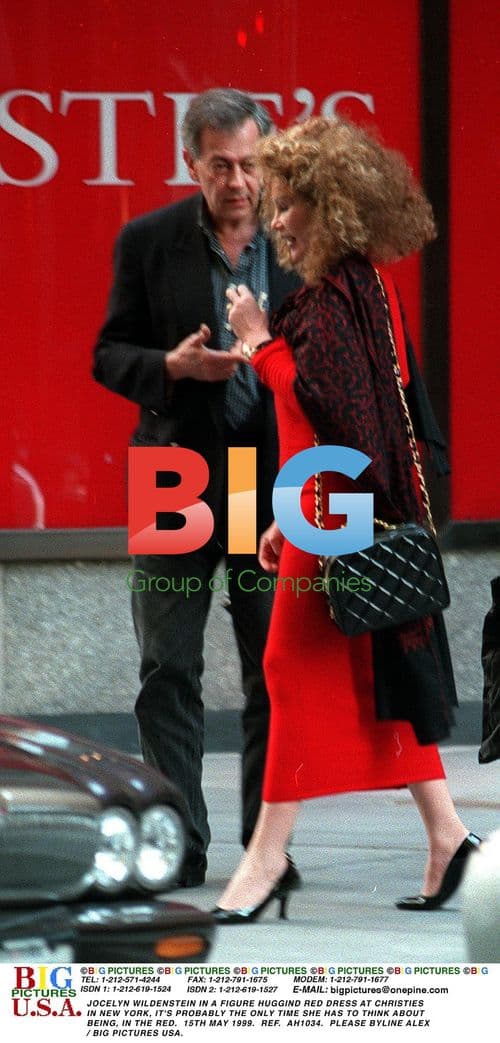 Jocelyn Wildenstein in Red Dress at Christie's