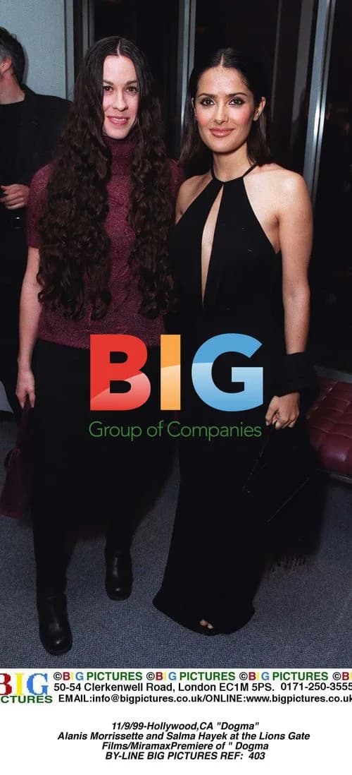 Alanis Morrissette and Salma Hayek at "Dogma" Premiere