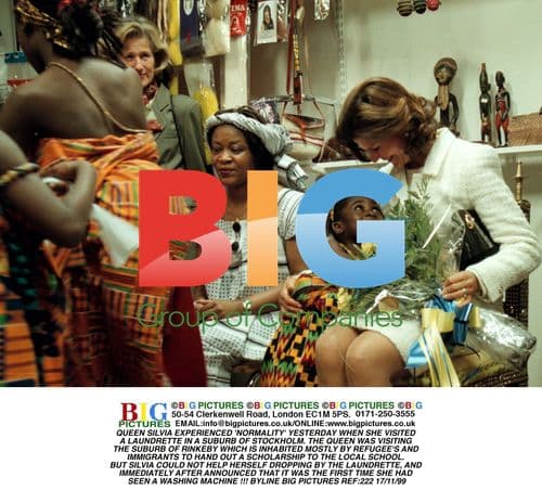 Queen Silvia visits laundromat in Stockholm