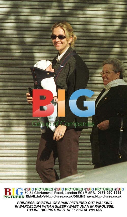 PRINCESS CRISTINA WALKING WITH BABY JUAN IN BARCELONA