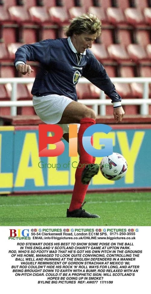 Rod Stewart plays charity football match