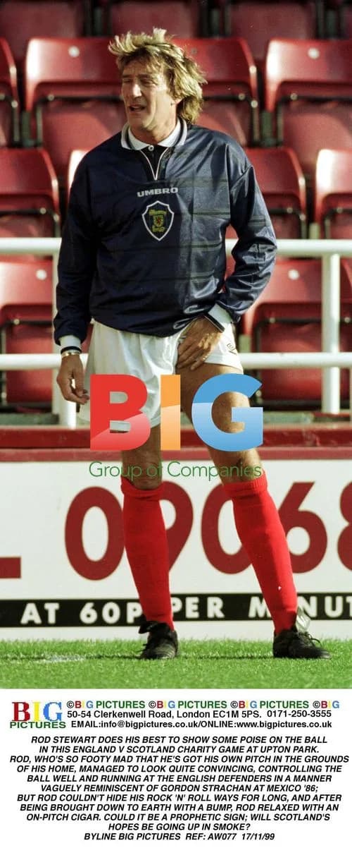 Rod Stewart Plays in Charity Football Match