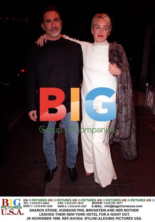 Sharon Stone and Family Leaving Hotel