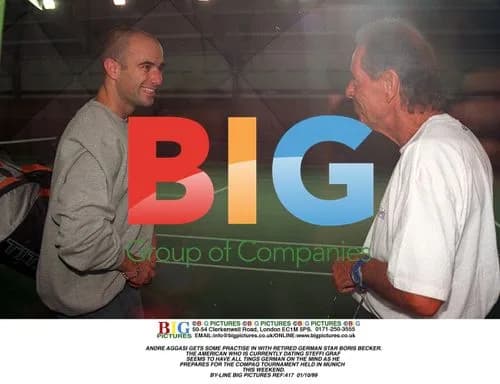 André Agassi Practices for Compaq Tournament in Munich
