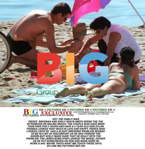 Pierce Brosnan and Family on Malibu Beach