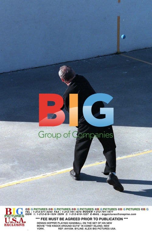 Dennis Hopper playing handball on movie set