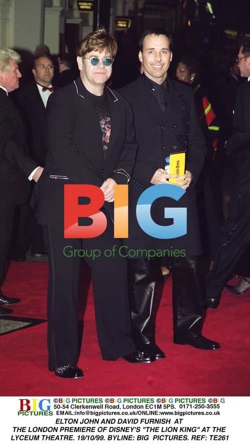 Elton John and David Furnish at The Lion King Premiere