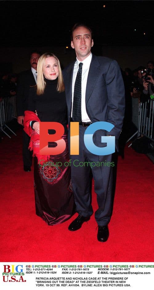 Patricia Arquette and Nicholas Cage at 'Bringing Out the Dead' Premiere