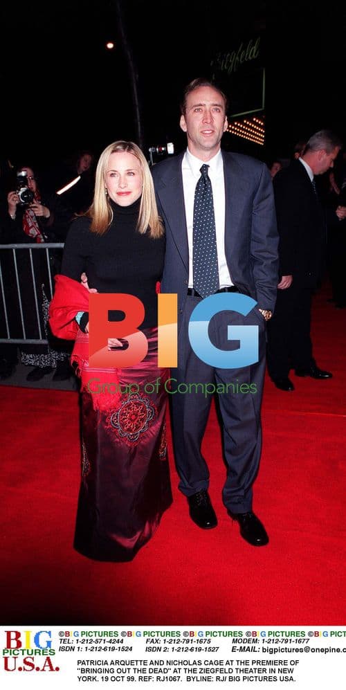 PATRICIA ARQUETTE AND NICHOLAS CAGE AT BRINGING OUT THE DEAD PREMIERE