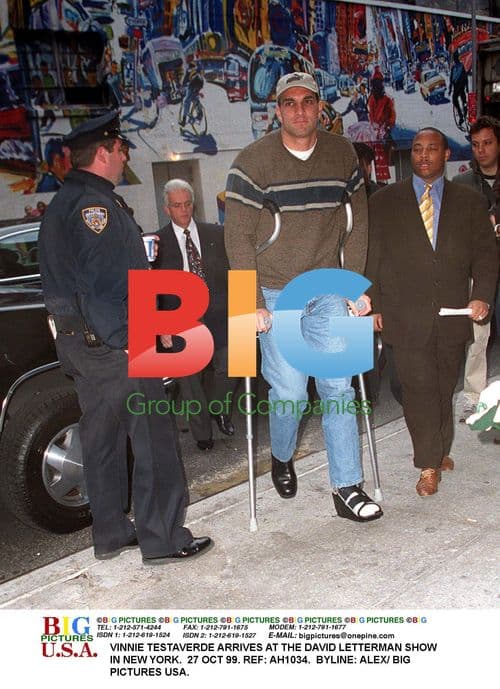 Vinnie Testaverde arrives at the David Letterman Show