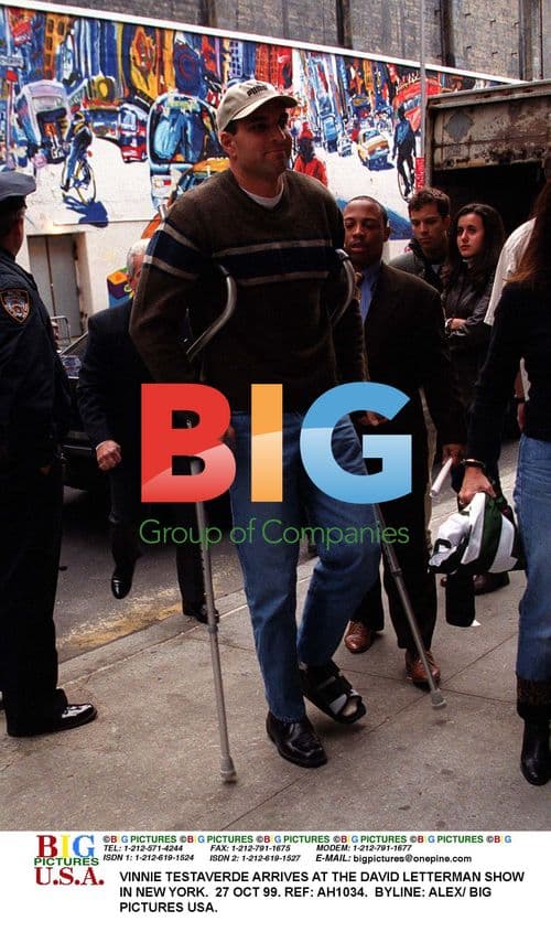 Vinnie Testaverde arrives at The David Letterman Show