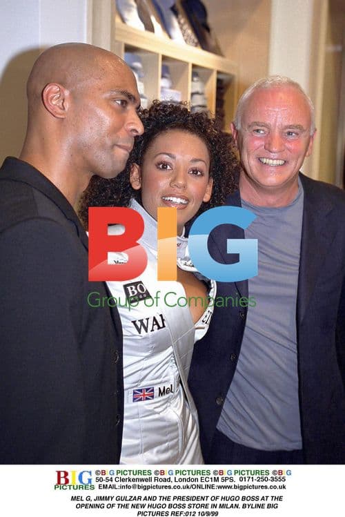 Mel G, Jimmy Gulzar, and HUGO BOSS President at Milan Store Opening