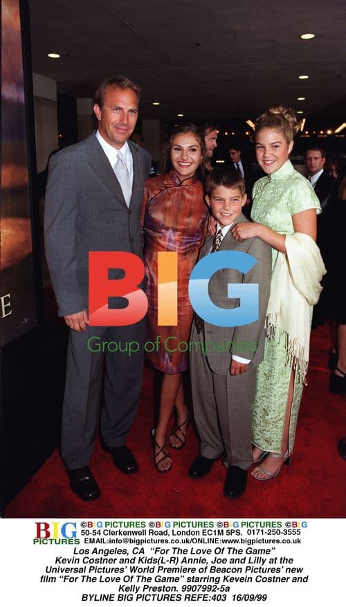 Kevin Costner and Kids at 'For The Love Of The Game' Premiere