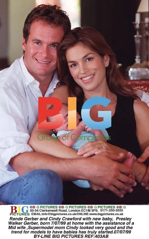 Rande Gerber and Cindy Crawford with newborn Presley
