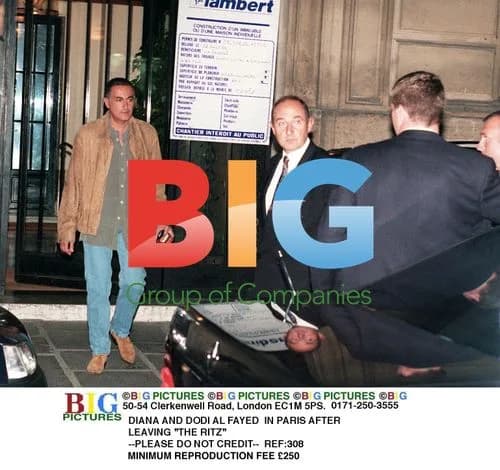 Diana and Dodi Al Fayed leaving the Ritz in Paris