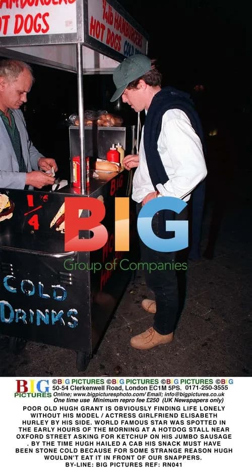 Hugh Grant Spotted at Hotdog Stall