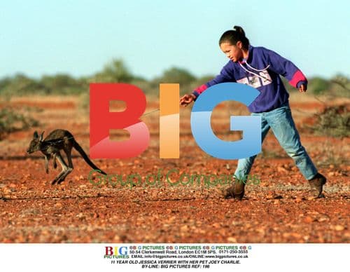 11 Year Old Jessica Verrier with Pet Kangaroo