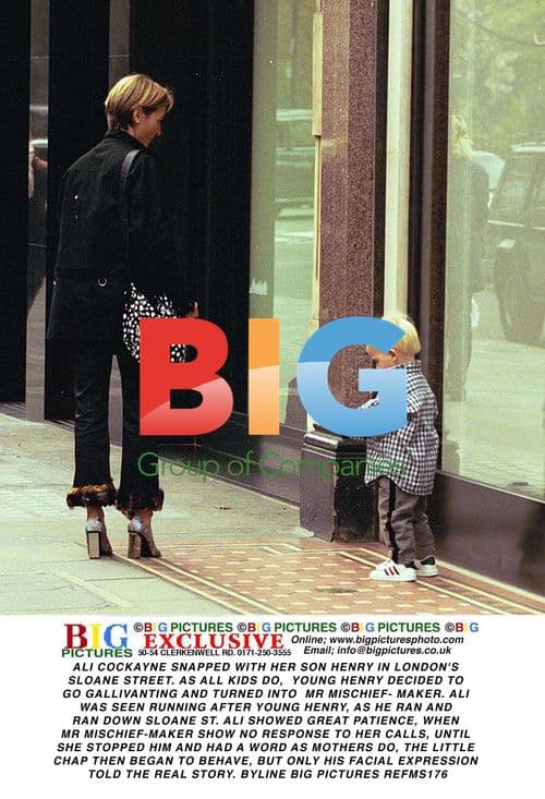 Ali Cockayne Chases Son Henry on Sloane St