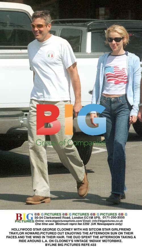 George Clooney and Traylor Howard ride vintage motorbike