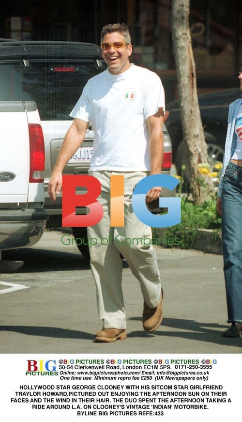 George Clooney and Traylor Howard Ride Vintage Motorbike