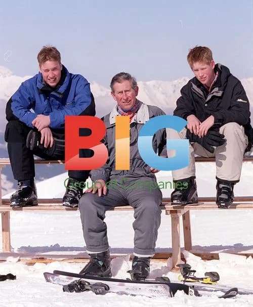 Prince Charles and Sons Skiing in Klosters