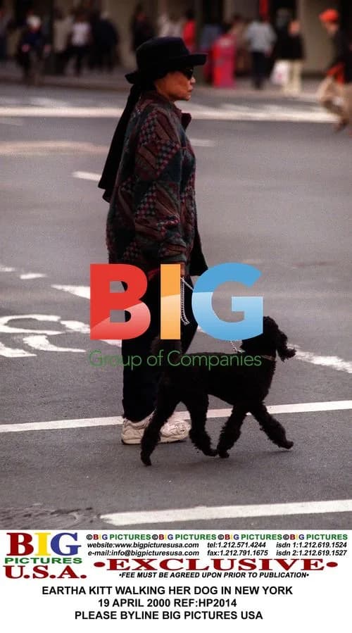 Eartha Kitt walking dog in NYC