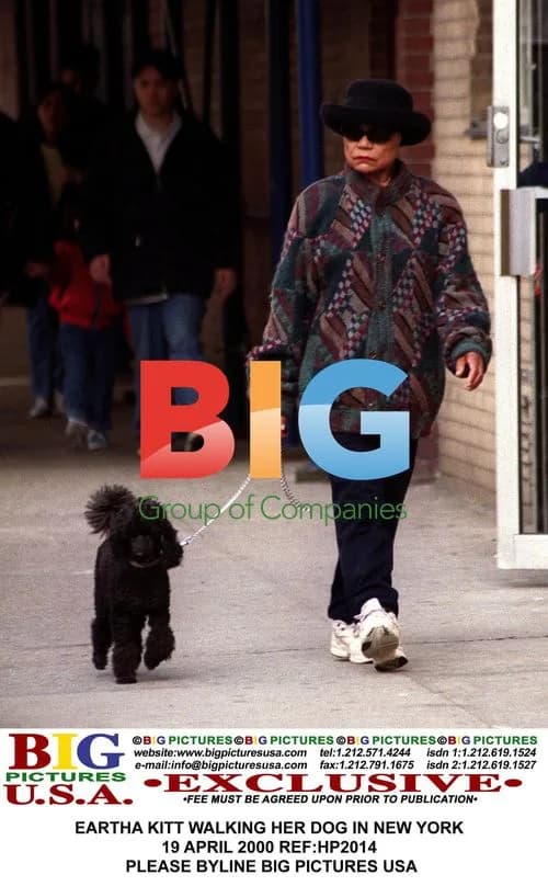 Eartha Kitt walking dog in NYC