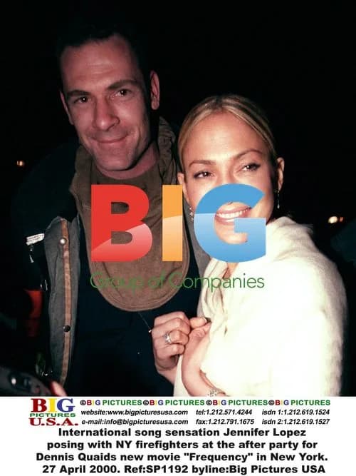 Jennifer Lopez and NY firefighters at "Frequency" after party
