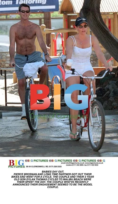 Pierce Brosnan and partner cycle to Malibu with son