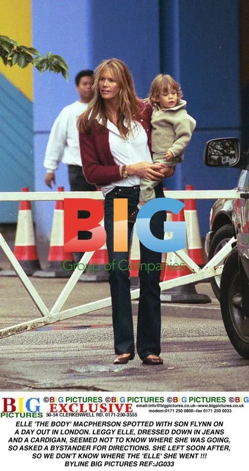 Elle Macpherson and Son Flynn Spotted in London