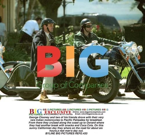 George Clooney and friends ride motorcycles