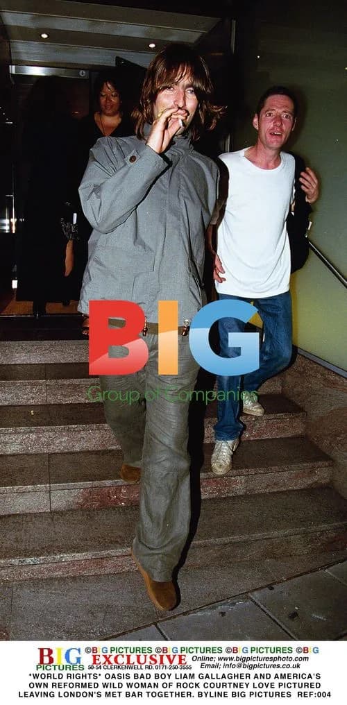 Liam Gallagher and Courtney Love Leaving London Met Bar