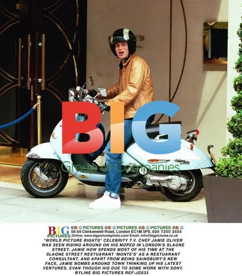 Jamie Oliver Rides Moped in London