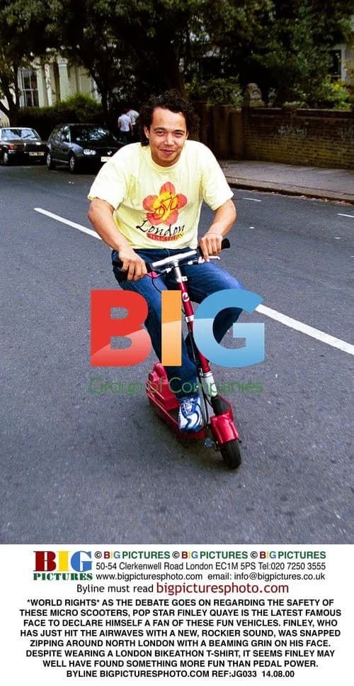 Finley Quaye enjoys micro scooter in North London
