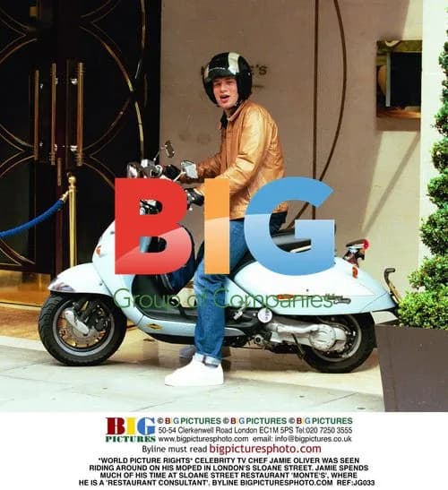 Jamie Oliver Riding Moped in London