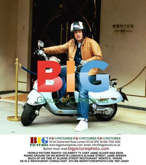 Jamie Oliver Rides Moped on Sloane Street