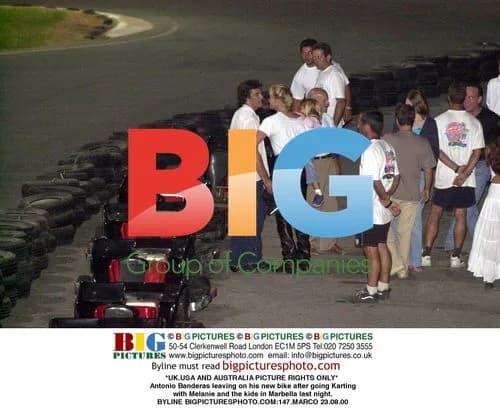 Antonio Banderas leaves on new bike after Karting with family