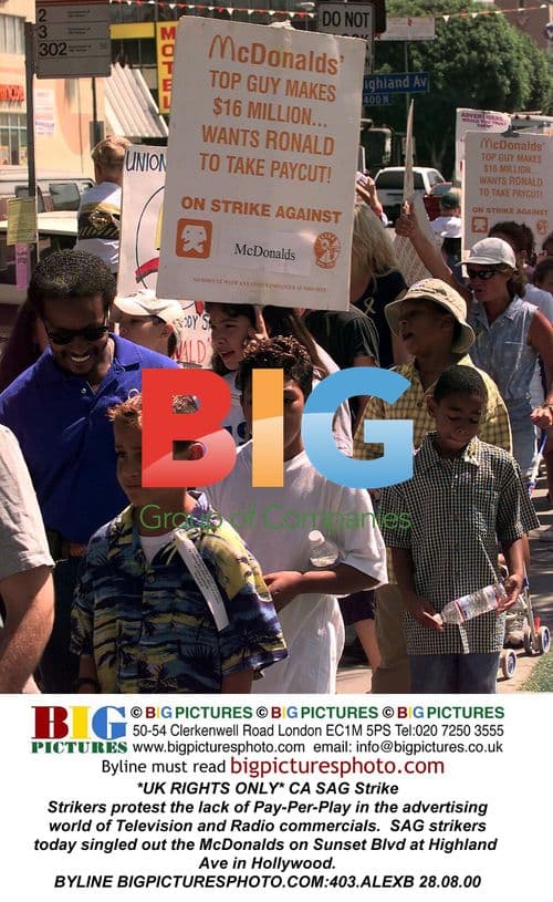 SAG Strikers Protest Pay-Per-Play Outside McDonald's