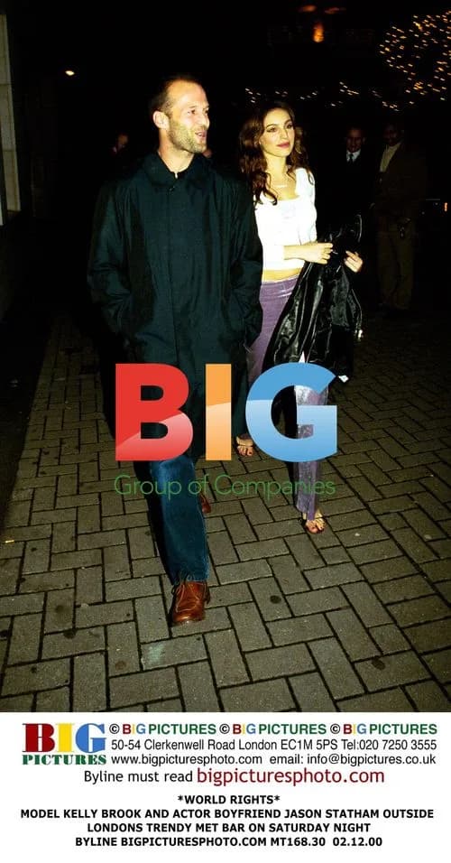 Kelly Brook and Jason Statham outside London's Met Bar