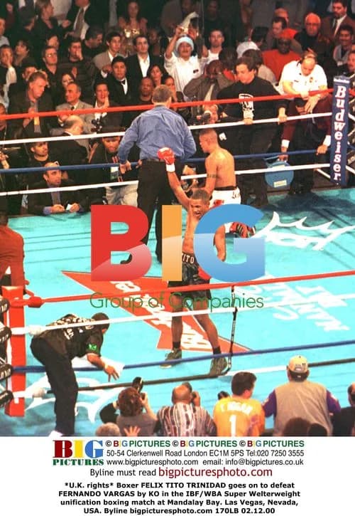 Boxer FELIX TITO TRINIDAD defeats FERNANDO VARGAS
