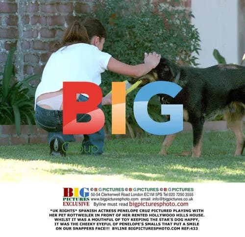 Penelope Cruz plays with pet dog