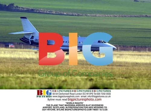 Madonna's Plane at Inverness Airport for Wedding