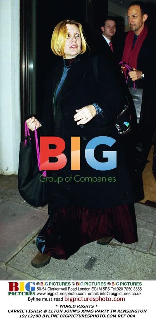 Carrie Fisher at Elton John's Christmas Party