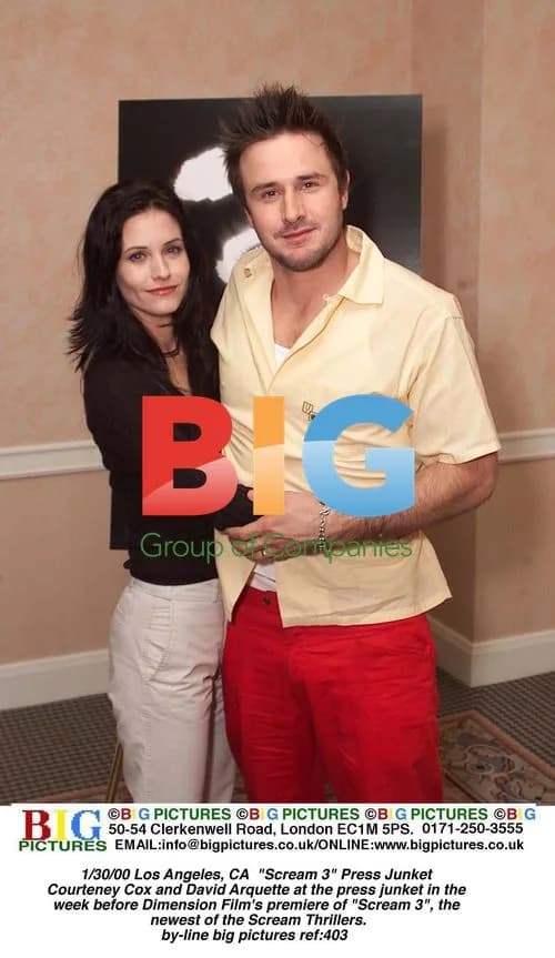 Courteney Cox and David Arquette at "Scream 3" Press Junket