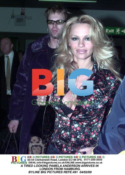 Pamela Anderson arrives in London from Hamburg